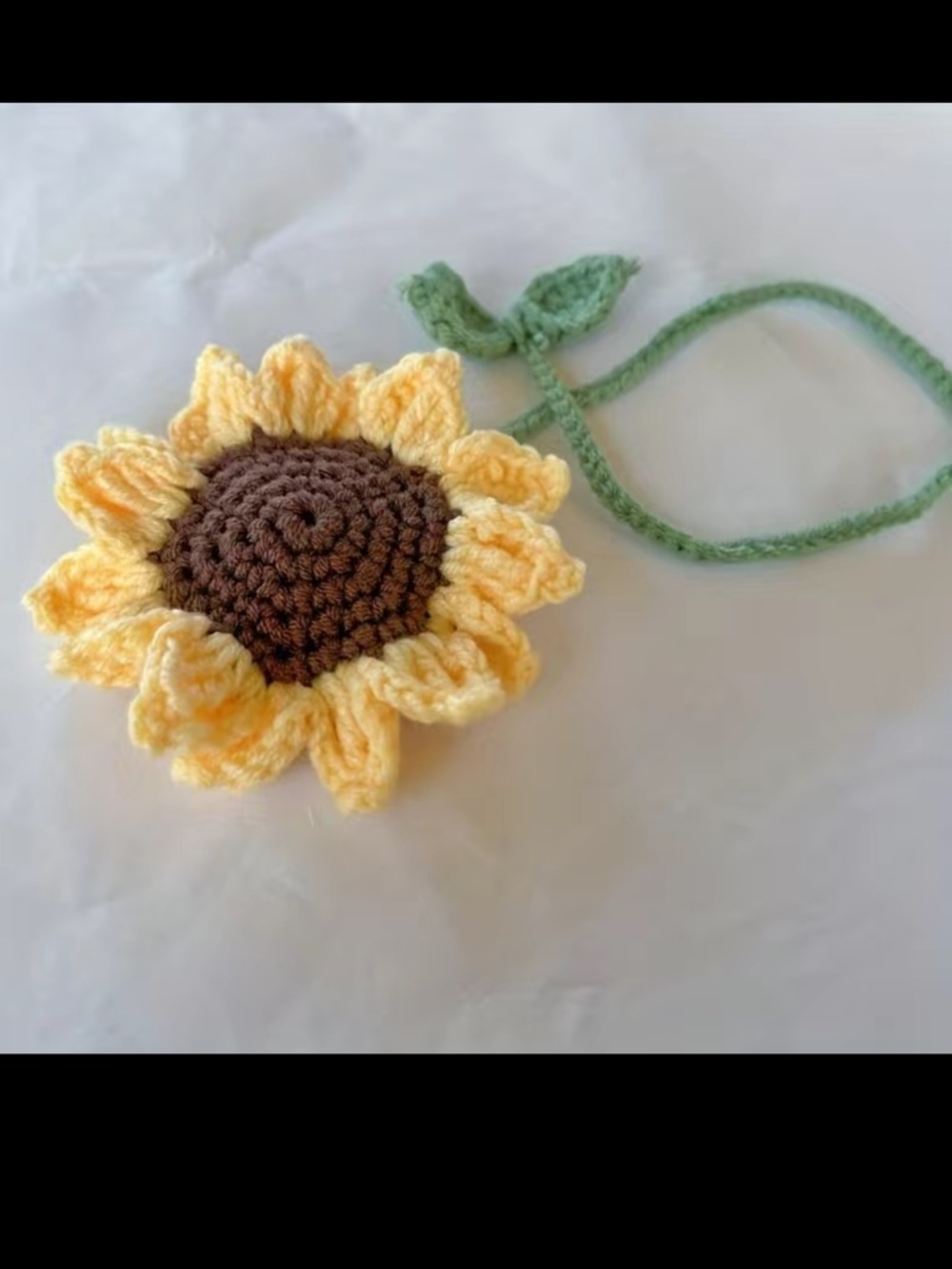 Crocheted Sunflower Bookmark - Yellow & Brown with Green Stem 🌻 - Picture 6 of 8